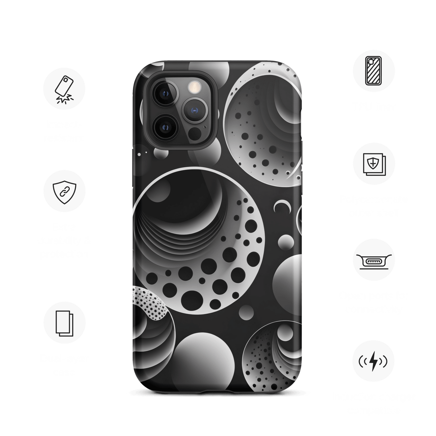 Tough Mobile Case for iPhone® | Black'n White Abstract Shapes 1
