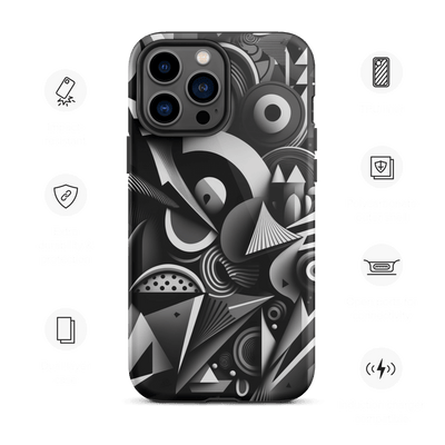 Tough Mobile Case for iPhone® | Black'n White Abstract Shapes 3