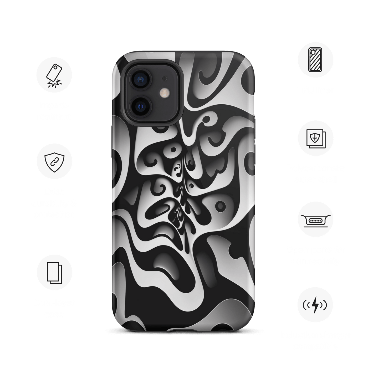 Tough Mobile Case for iPhone® | Black'n White Abstract Shapes 4