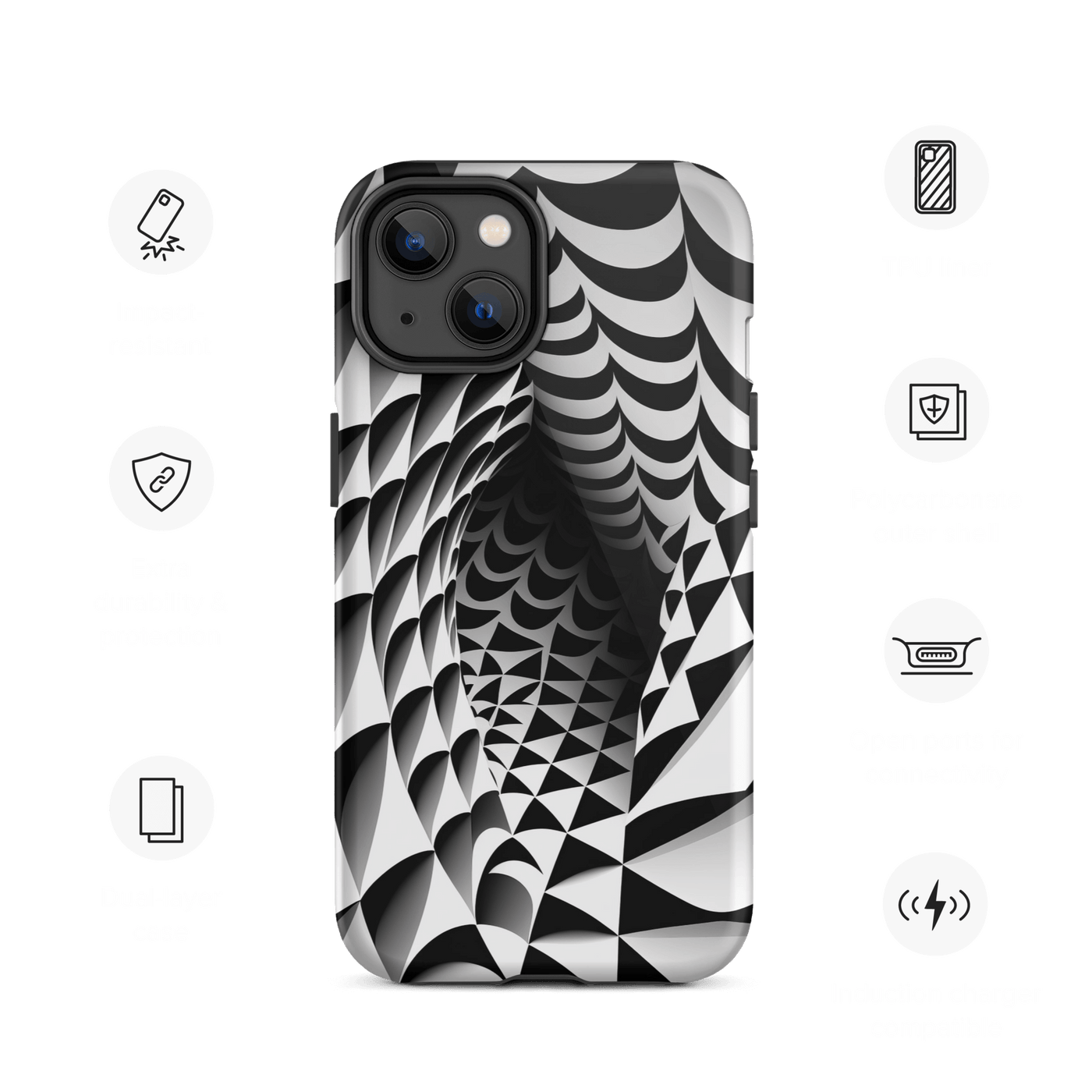 Tough Mobile Case for iPhone® | Black'n White Abstract Shapes 5