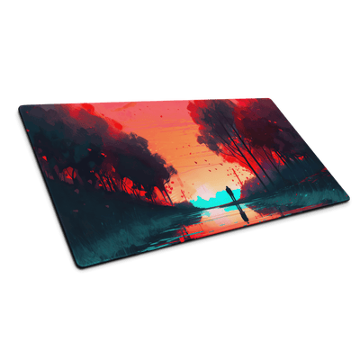 Premium Gaming Mouse Pad | Colorful Red Sunrise on reflecting Water