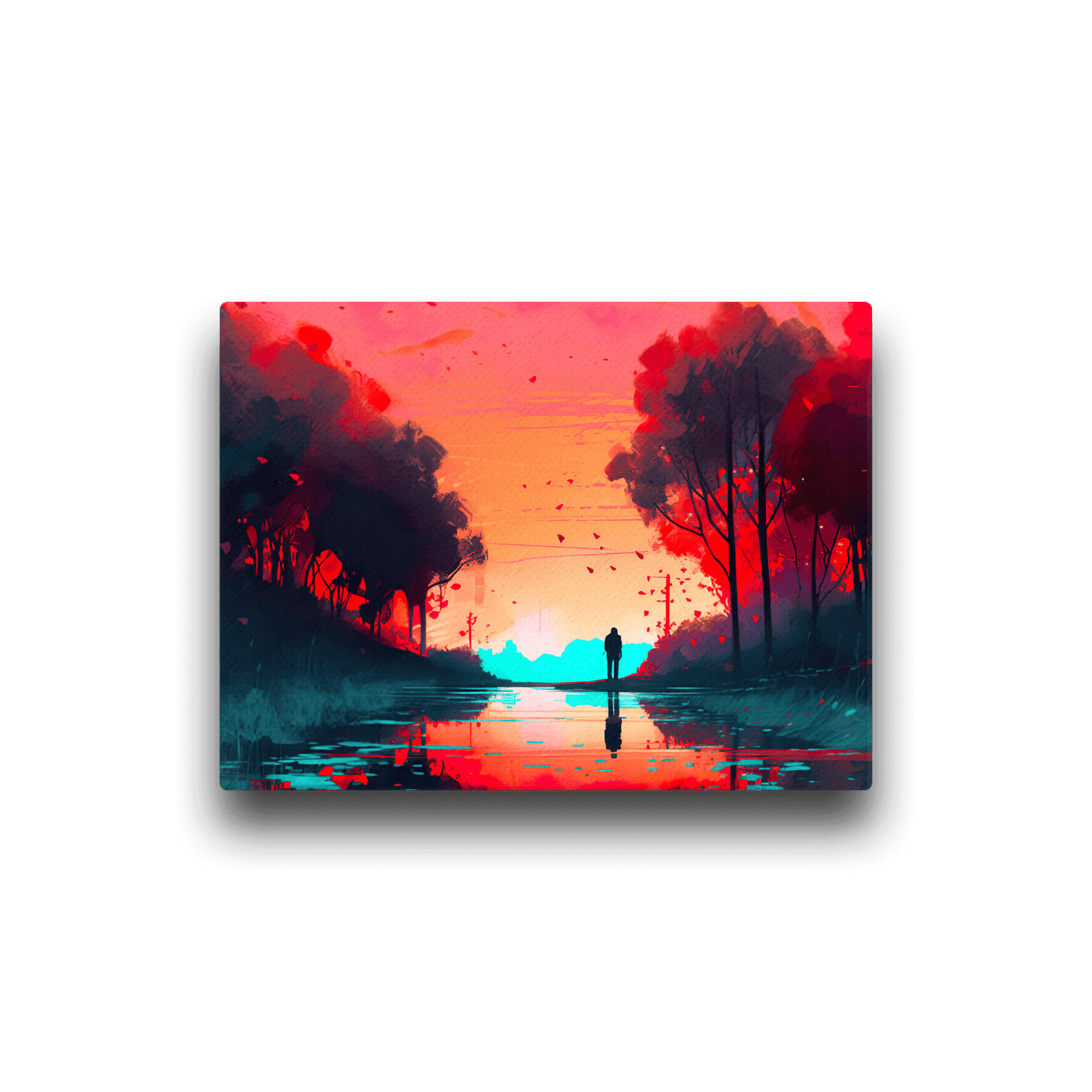 Slim Canvas | Colorful Red Sunrise on reflecting Water