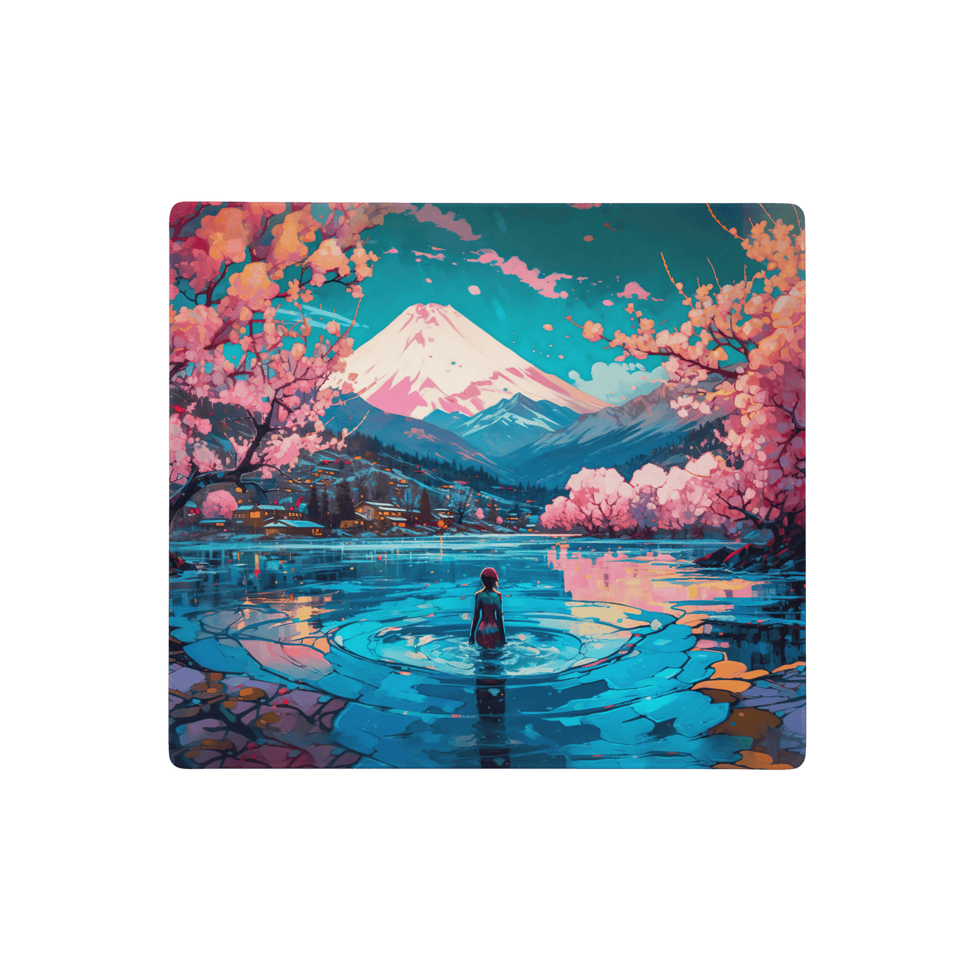 Premium Gaming Mouse Pad | Reflecting Water infront of Mountains & Japanese Nature