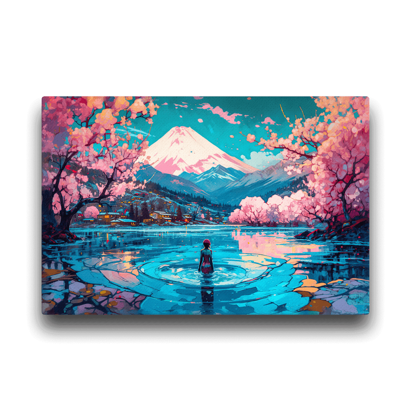 Slim Canvas | Reflecting Water infront of Mountains & Japanese Nature