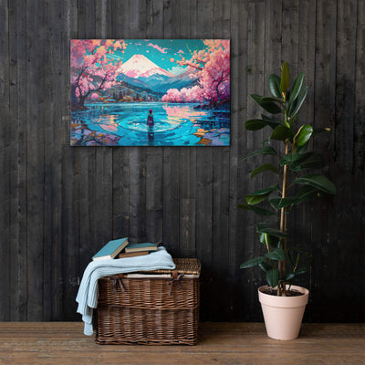 Slim Canvas | Reflecting Water infront of Mountains & Japanese Nature
