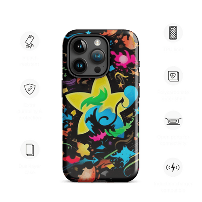 Tough Phone Case for iPhone® 15 | Colorful Stars & Splatters