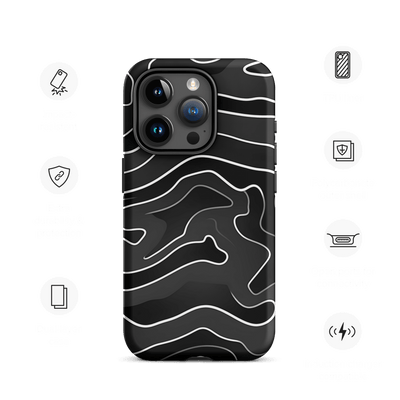 Tough Phone Case for iPhone® 15 | Black'n White Swirls 3