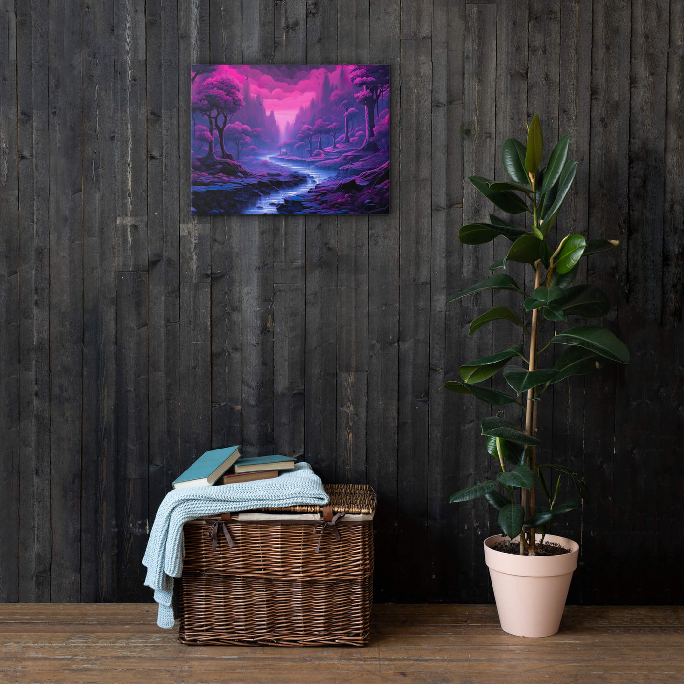 Slim Canvas | Purple Stream in a Dark Forest