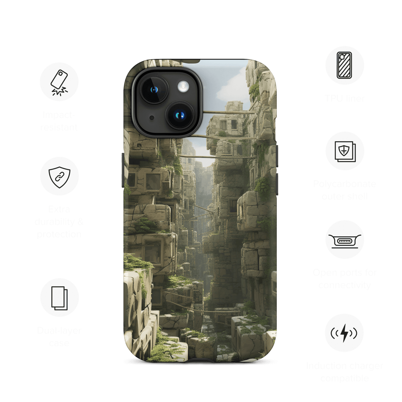 Tough Phone Case for iPhone® 15 | Ancient Ruins