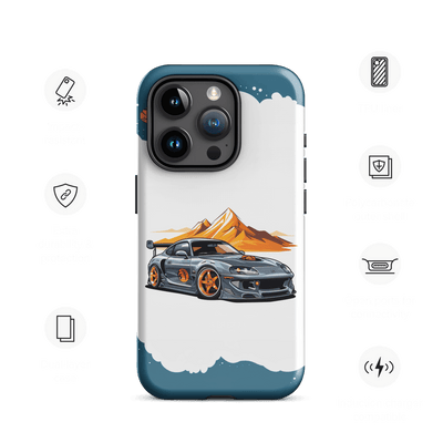 Tough Phone Case for iPhone® 15 | Blue'ish Silver Racing Car