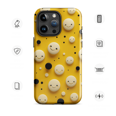 Tough Phone Case for iPhone® 15 | Good Vibes Smileys
