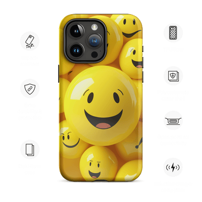 Tough Phone Case for iPhone® 15 | Happy Smileys