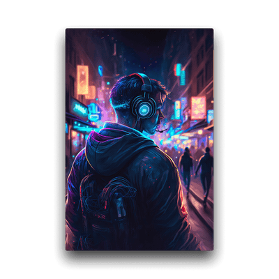 Slim Canvas | Streamer on Shiny Neon Downtown