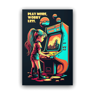 Glossy Metal Print | Play More Worry Less