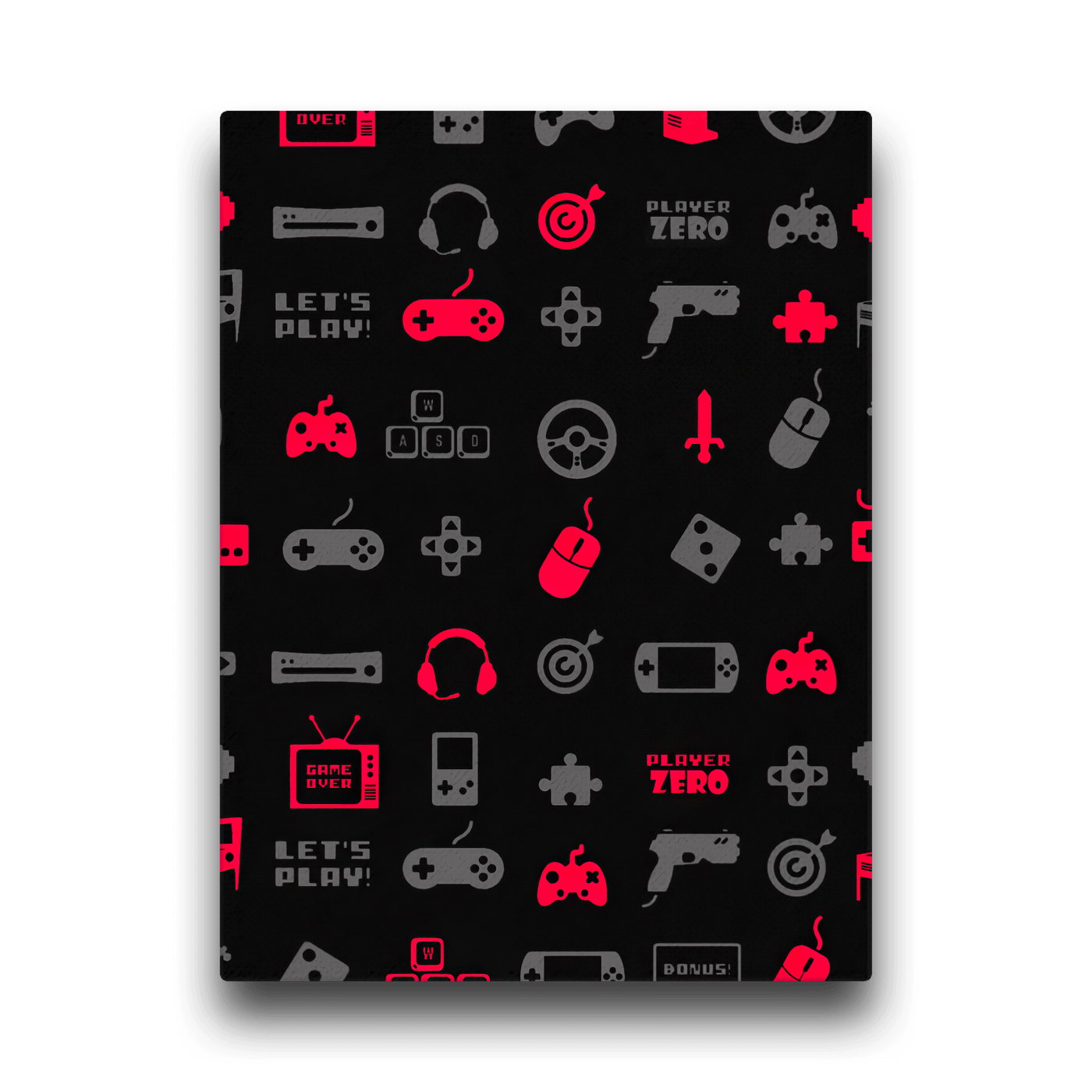 Slim Canvas | Red Gaming Icon Symbol Patterns