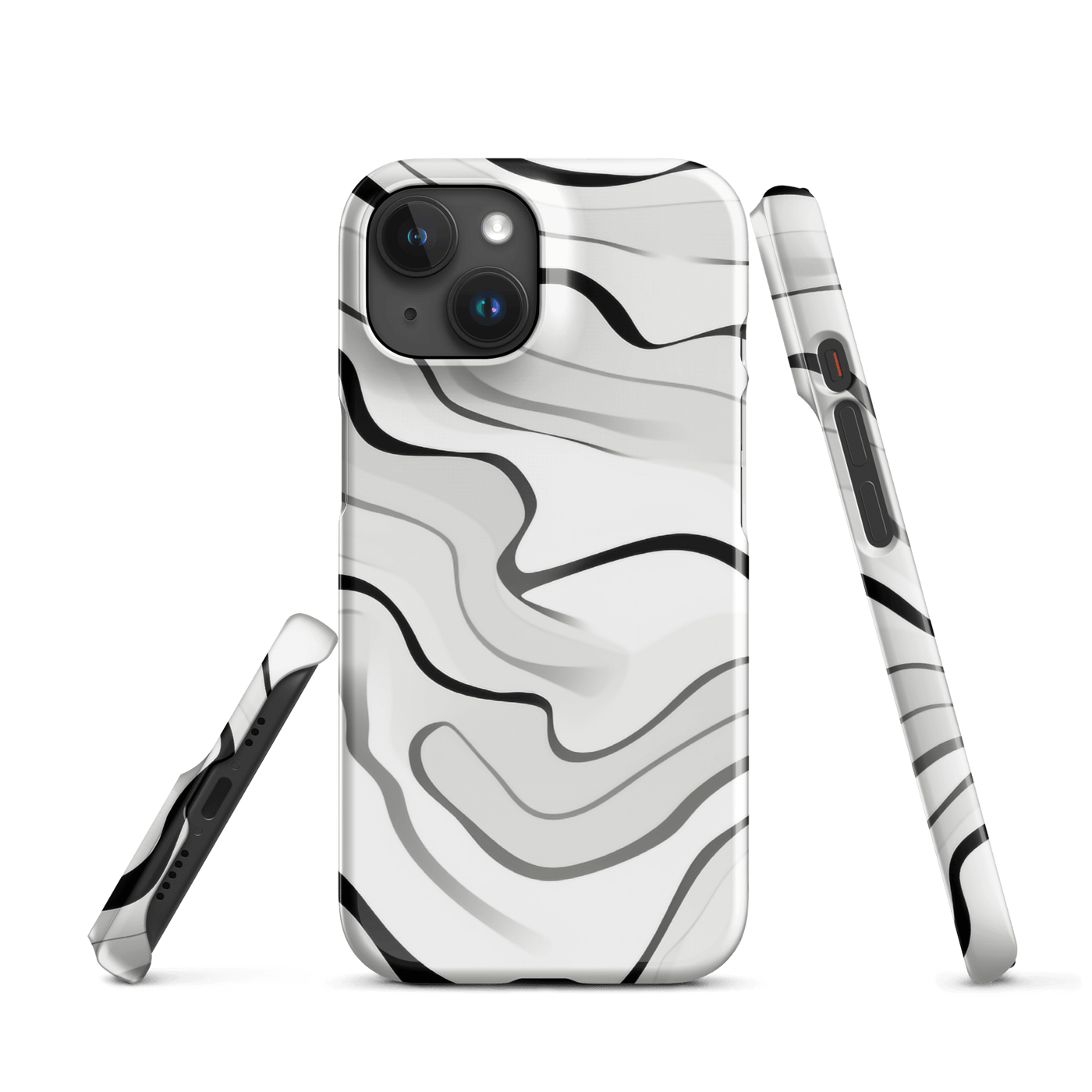Snap Phone Case for iPhone® 15 | White'n Black Swirls 1