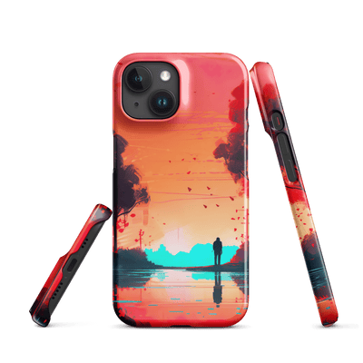 Snap Phone Case for iPhone® 15 | Colorful Red Sunrise on reflecting Water