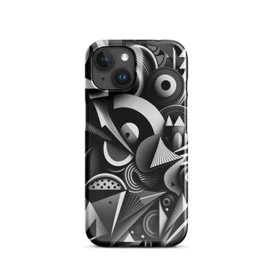 Snap Phone Case for iPhone® 15 | Black'n White Abstract Shapes 3