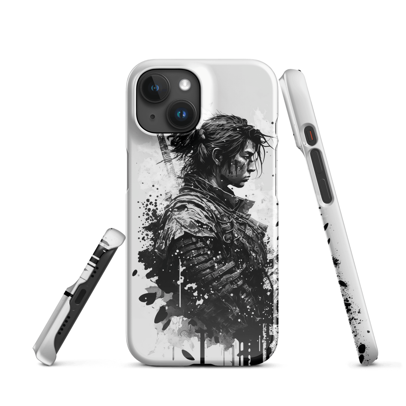 Snap Phone Case for iPhone® 15 | Samurai 3 Black'n White Japanese Art