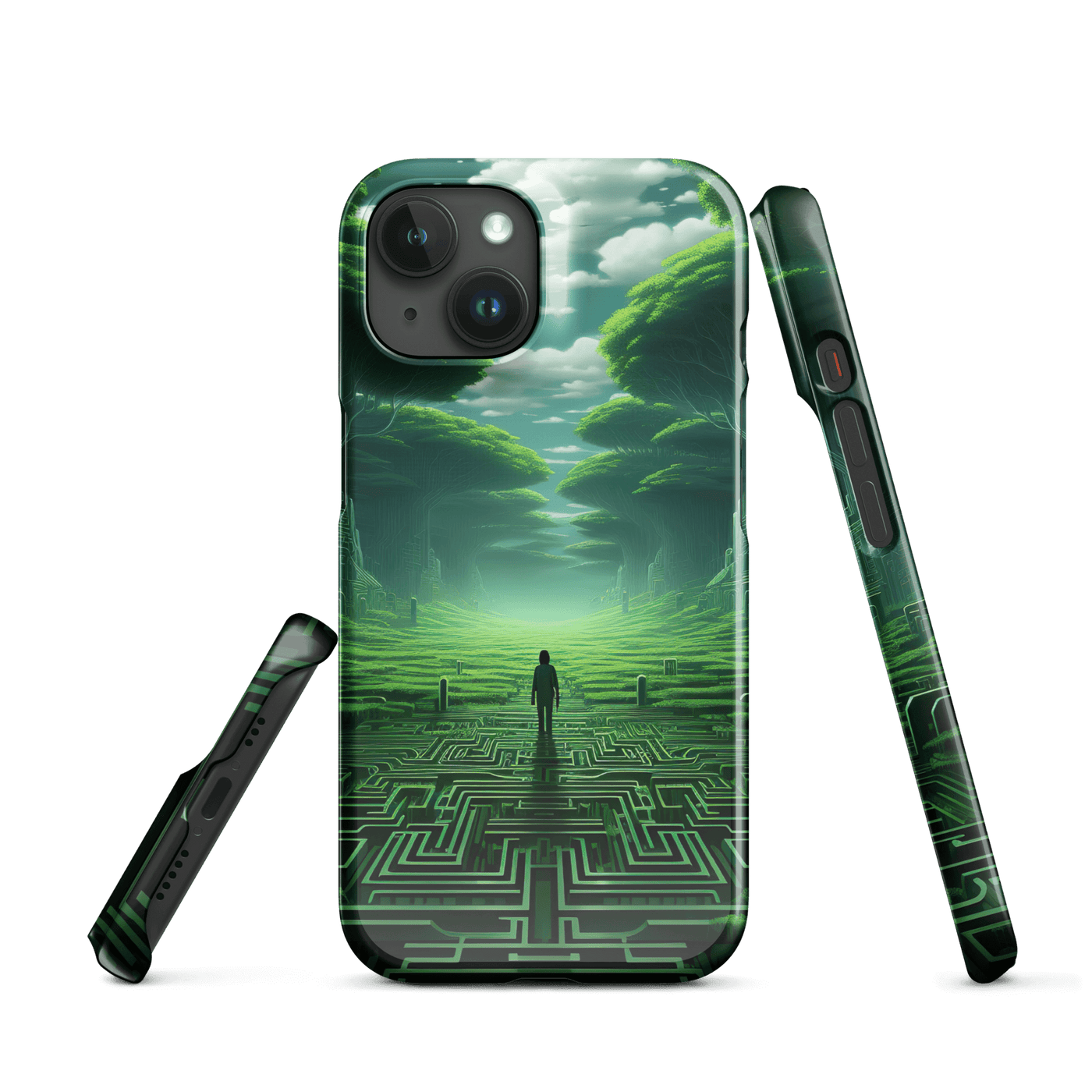 Snap Phone Case for iPhone® 15 | Green Forest Distortion