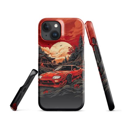 Snap Phone Case for iPhone® 15 | Red Racing Car matching with Forest