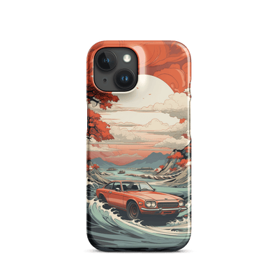 Snap Phone Case for iPhone® 15 | Orange Car Drifting Through Water