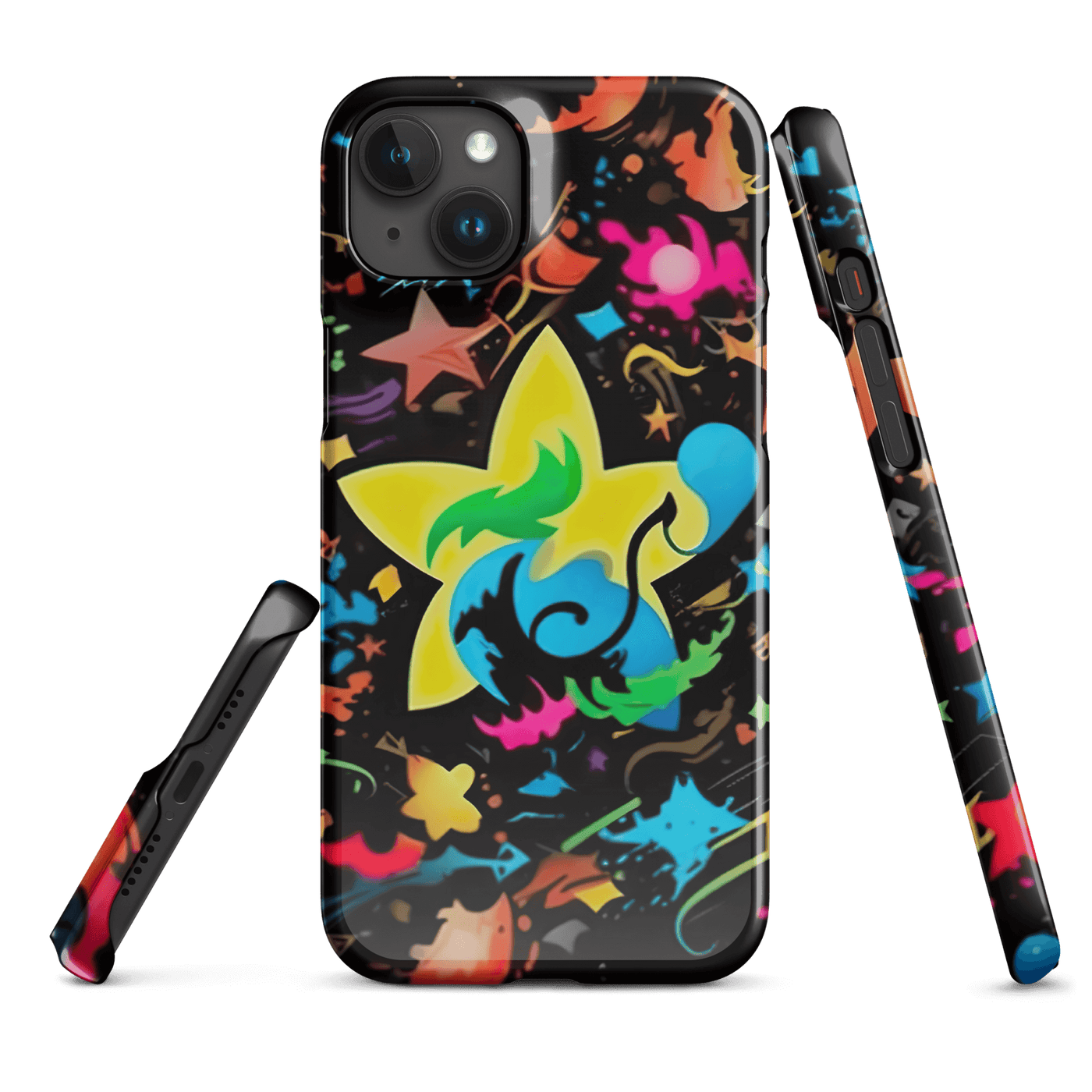 Snap Phone Case for iPhone® 15 | Colorful Stars & Splatters