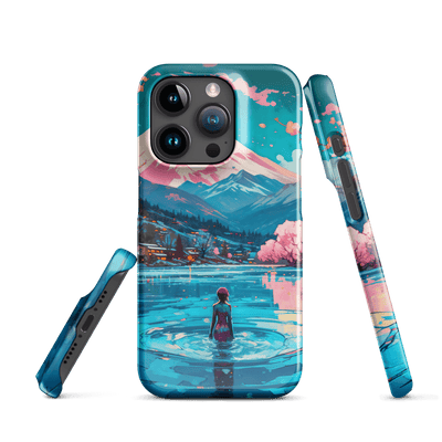 Snap Phone Case for iPhone® 15 | Reflecting Water infront of Mountains & Japanese Nature