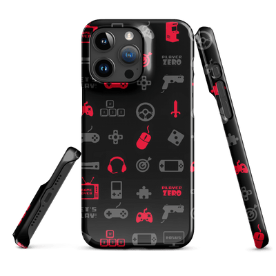 Snap Phone Case for iPhone® 15 | Red Gaming Icon Symbol Patterns