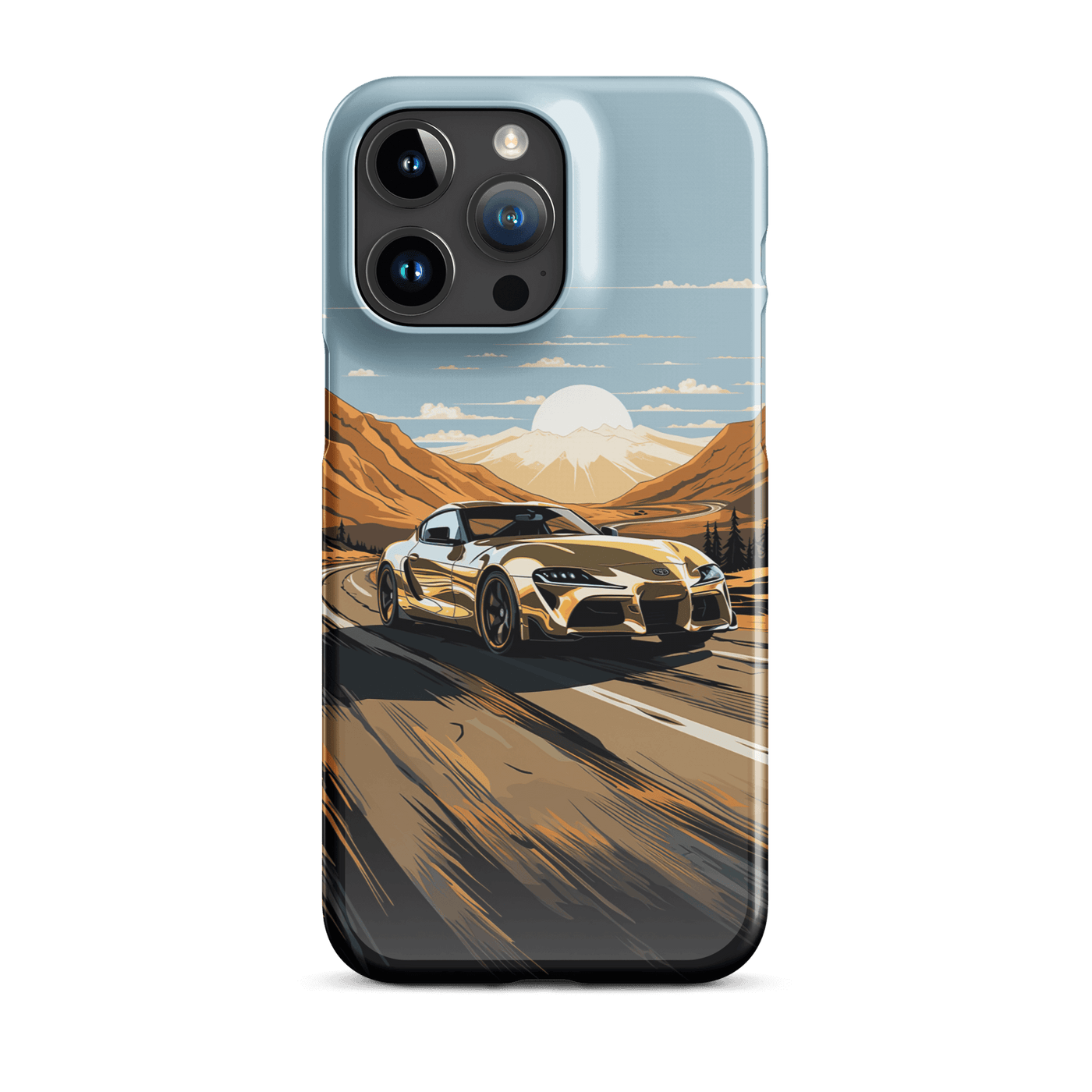 Snap Phone Case for iPhone® 15 | Golden Car riding on Desert