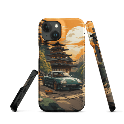 Snap Phone Case for iPhone® 15 | Green Racing Car Japanese Temple