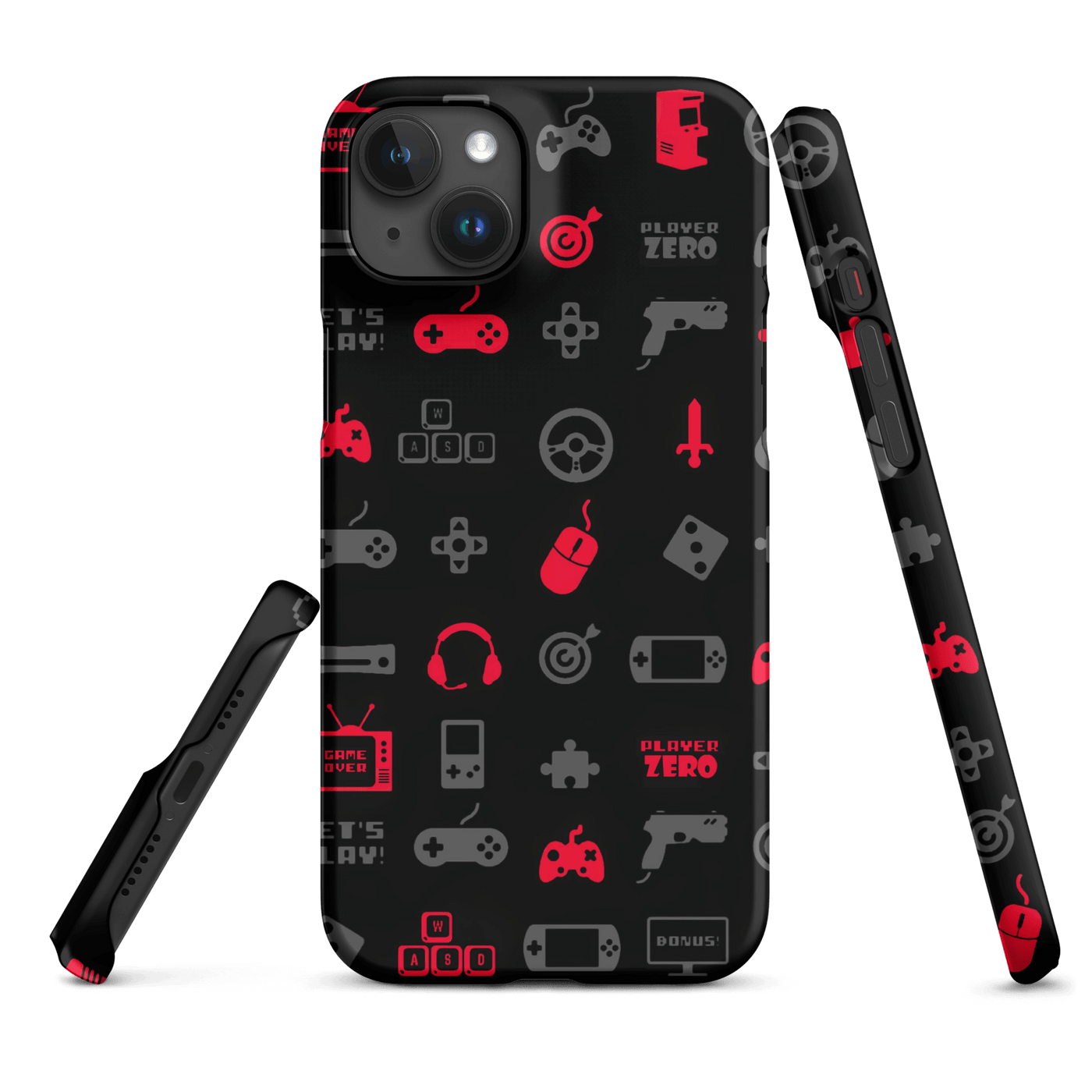 Snap Phone Case for iPhone® 15 | Red Gaming Icon Symbol Patterns
