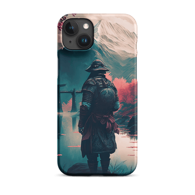 Snap Phone Case for iPhone® 15 | Samurai on the River Mountain background