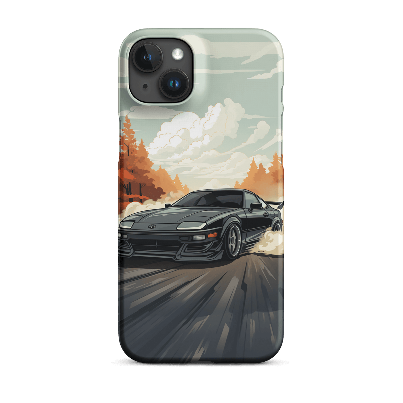 Snap Phone Case for iPhone® 15 | Black Racing Car on the Road