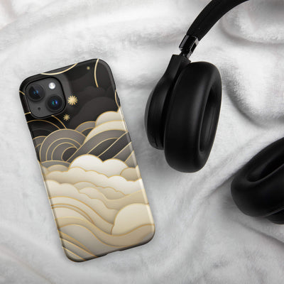 Snap Phone Case for iPhone® 15 | Golden Black Clouds