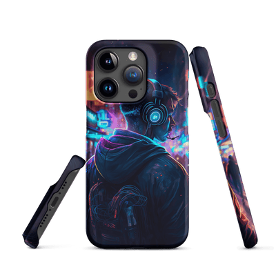 Snap Phone Case for iPhone® 15 | Streamer on Shiny Neon Downtown