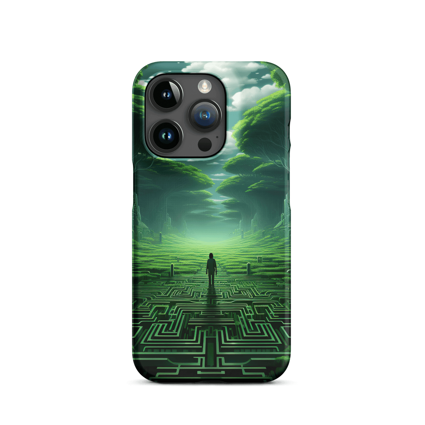 Snap Phone Case for iPhone® 15 | Green Forest Distortion