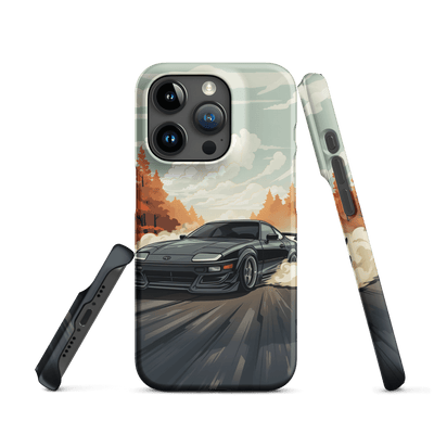 Snap Phone Case for iPhone® 15 | Black Racing Car on the Road