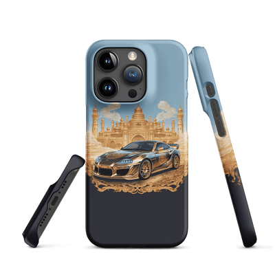 Snap Phone Case for iPhone® 15 | Golden Racing Car infront of Palast