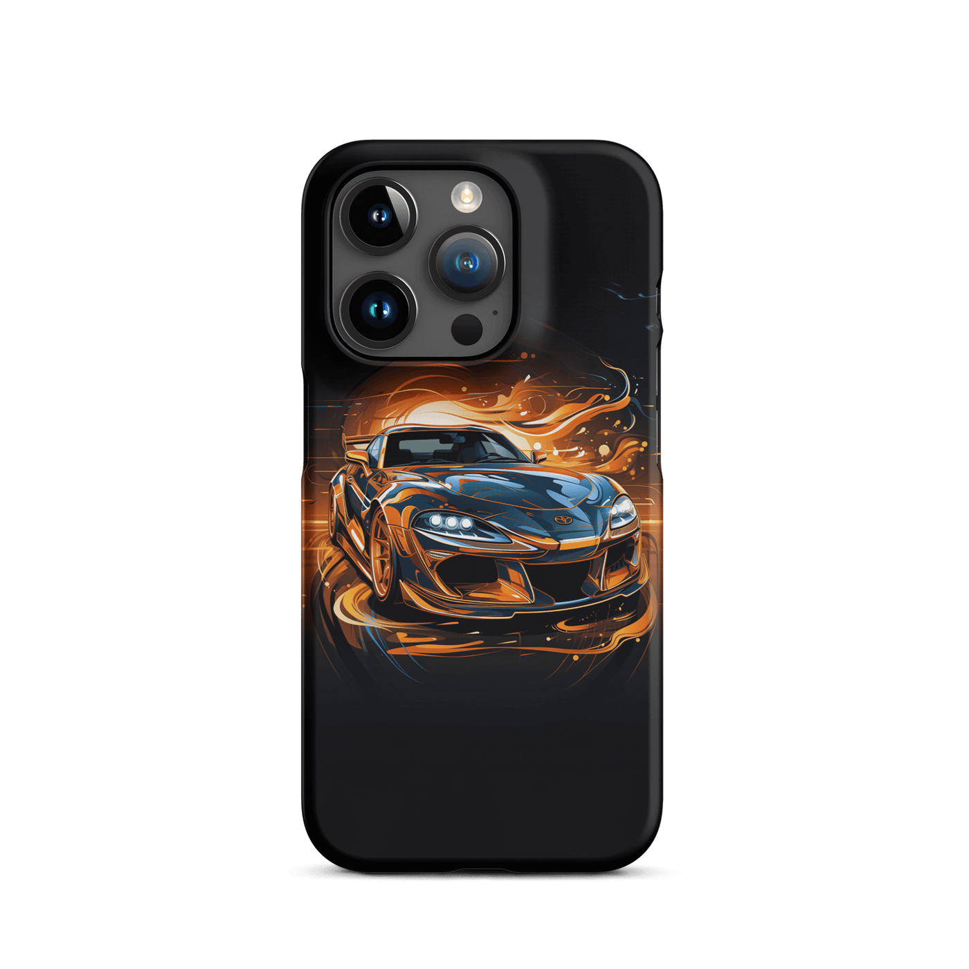 Snap Phone Case for iPhone® 15 | Golden Racing Car melting in Sunset