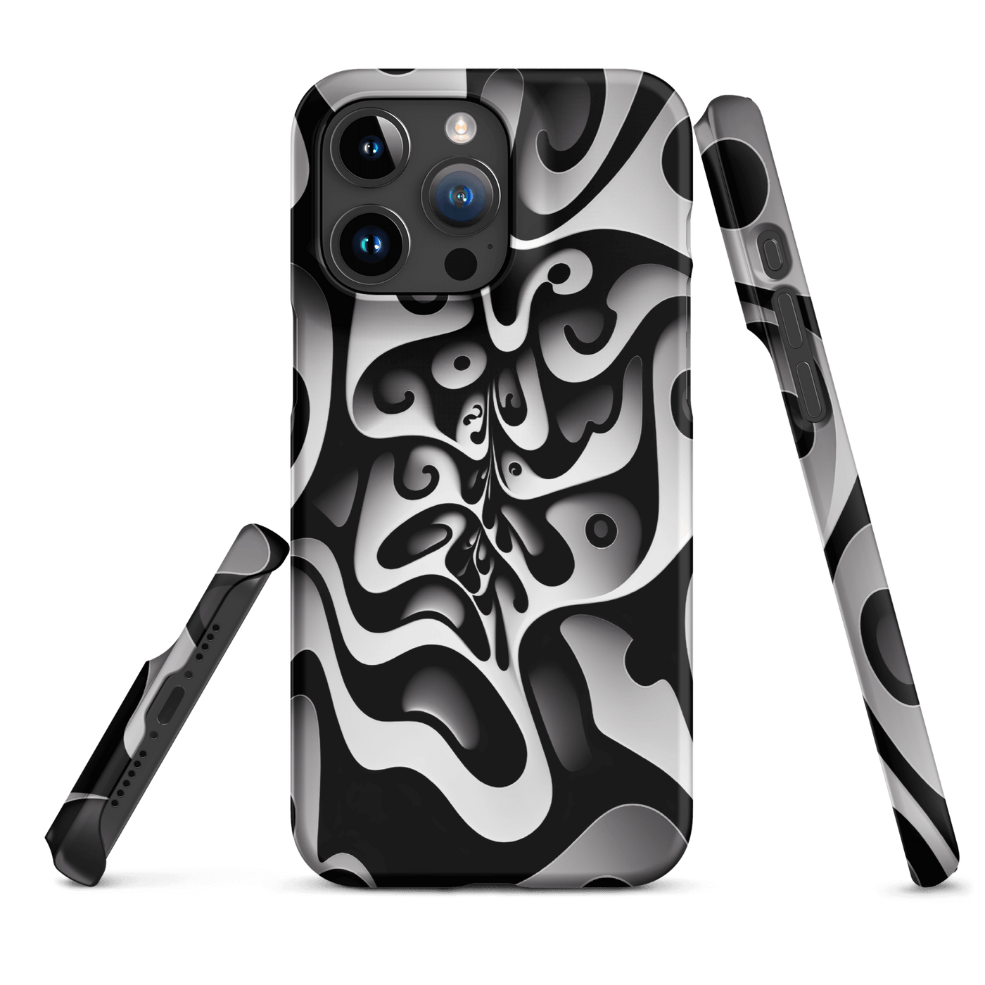 Snap Phone Case for iPhone® 15 | Black'n White Abstract Shapes 4