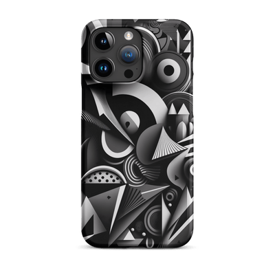 Snap Phone Case for iPhone® 15 | Black'n White Abstract Shapes 3
