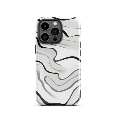 Tough Phone Case for iPhone® 15 | White'n Black Swirls 1