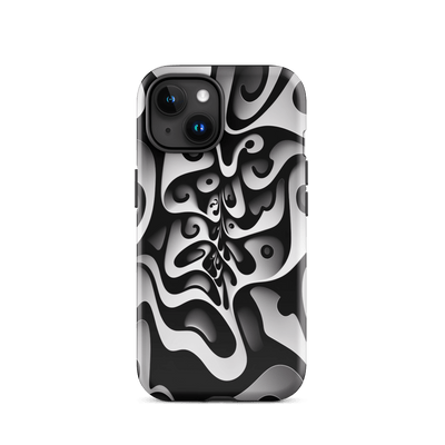 Tough Phone Case for iPhone® 15 | Black'n White Abstract Shapes 4