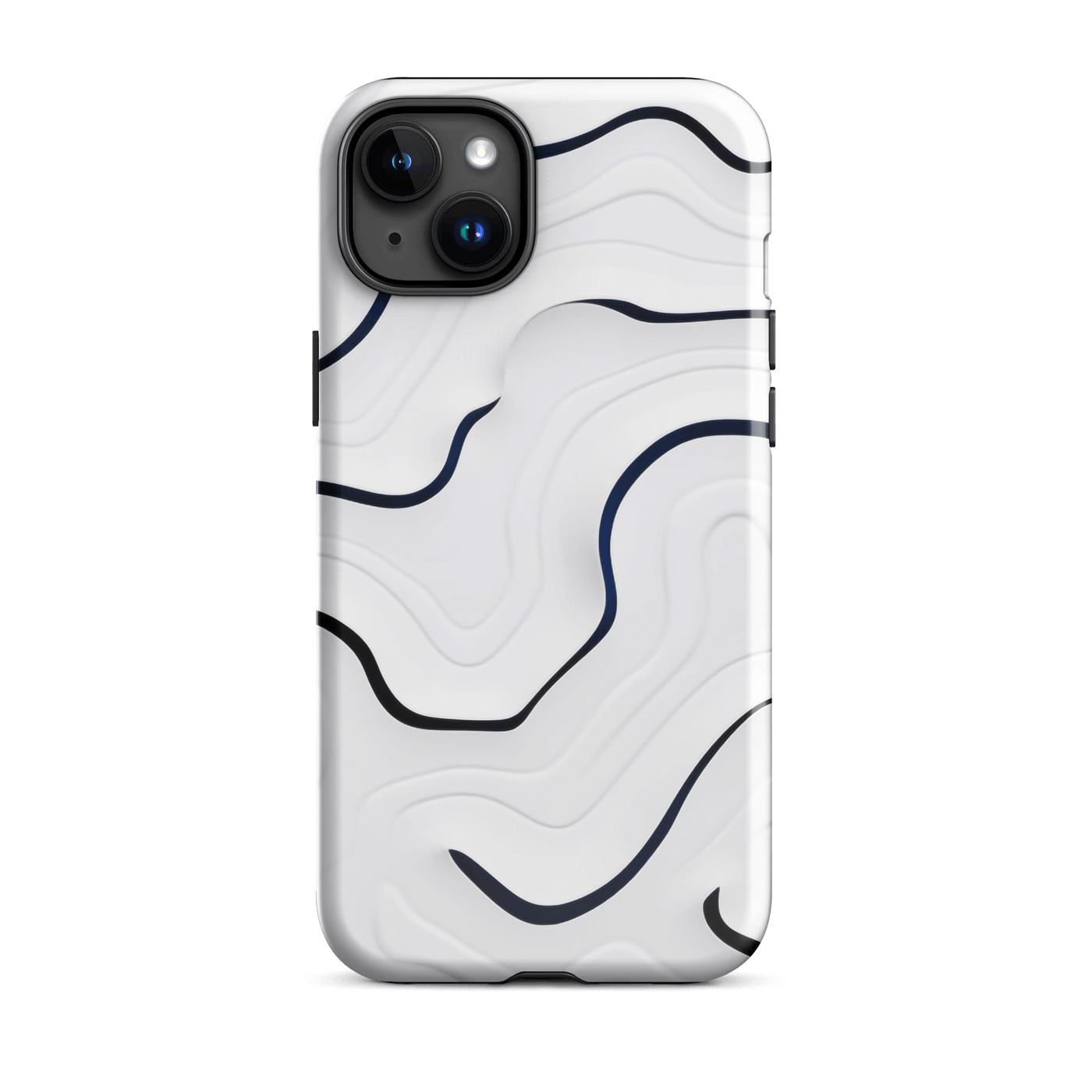 Tough Phone Case for iPhone® 15 | White'n Black Swirls 2
