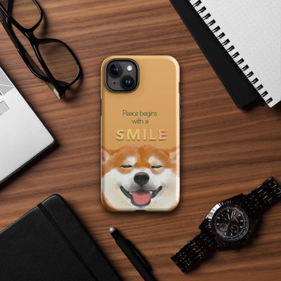 Tough Phone Case for iPhone® 15 | Peace begins with a SMILE