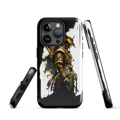 Tough Phone Case for iPhone® 15 | Golden Samurai Japanese Art