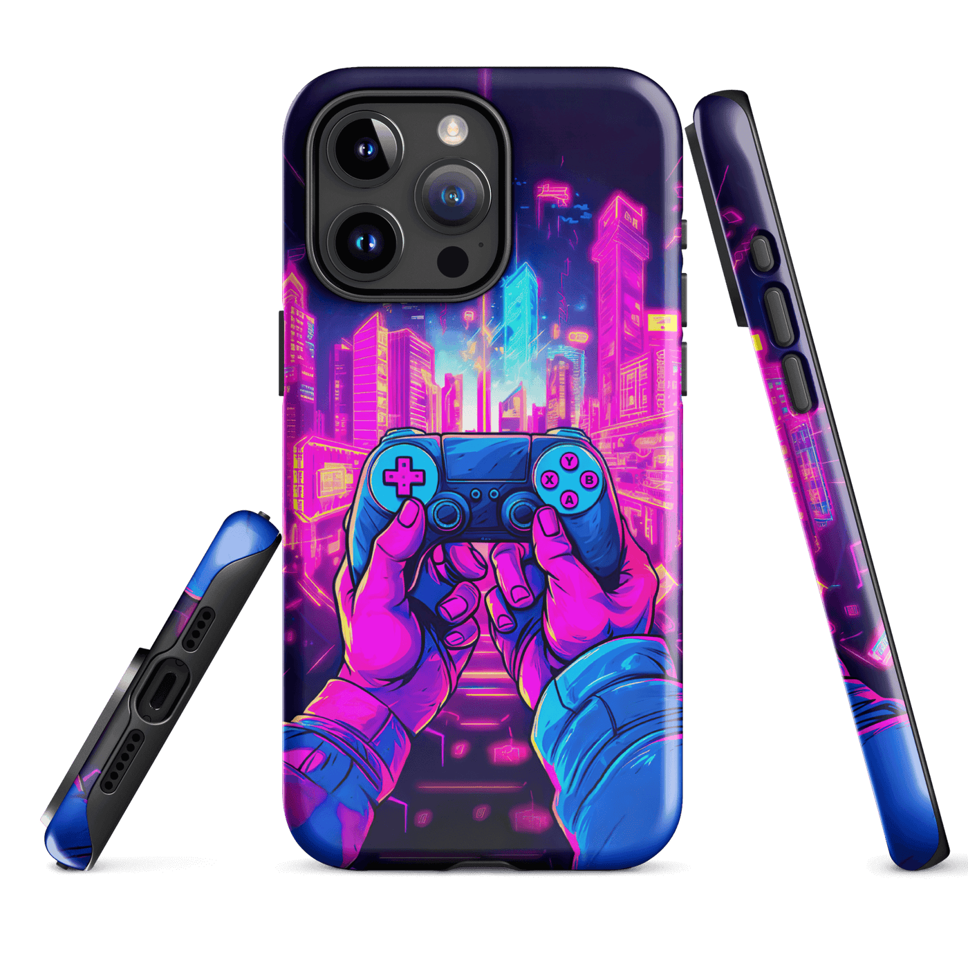 Tough Phone Case for iPhone® 15 | Gamepad Surreal City