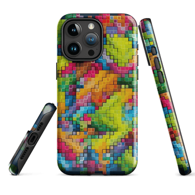 Tough Phone Case for iPhone® 15 | Colorful Pixel Art