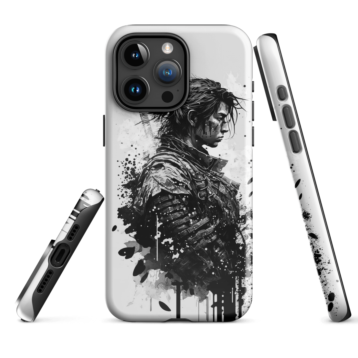 Tough Phone Case for iPhone® 15 | Samurai 3 Black'n White Japanese Art